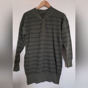 Olive Green Striped Women's Sweater Dress